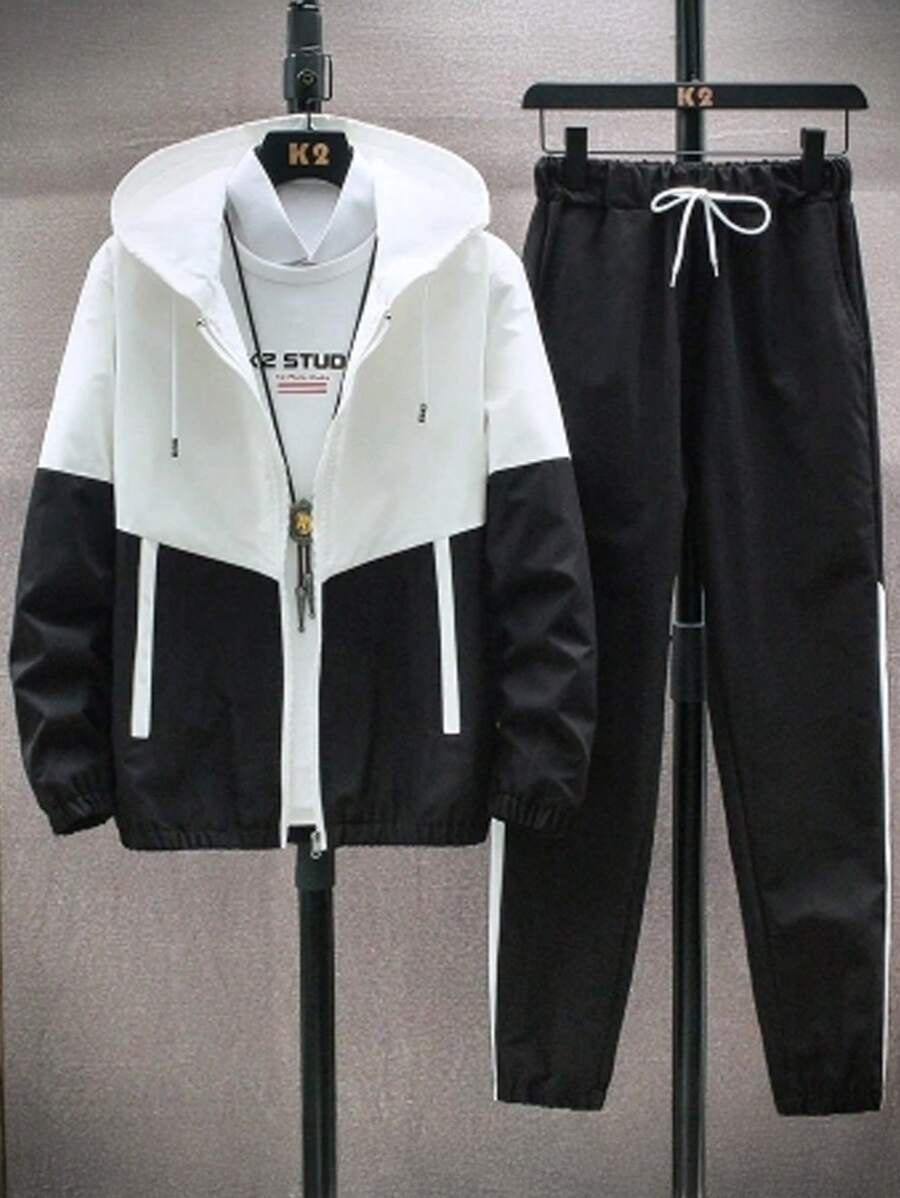 Boyfriend Style Men Leisure Sports Jacket Suit Spring And Autumn New Fashion Handsome Running Sports Two-Piece Set For Boyfriend Style Men Boyfriend Style Men Two Pieces Outfits