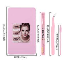 640 Clusters 10-16mm D Curl Lash Clusters Book False Eyelashes Kit DIY Silk Fiber Lashes Cluster Extensions Natural Volume Cruelty Free Multipack - DIY-JMS-098(粉紅工具三件組) - 查看 7