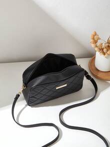 Fashion Casual Crossbody Bag For Girls, With Removable Woven Strap, Comfortable Texture, Wavy Pattern, Exquisite Decoration, Classic Design, Niche Style And Versatile - Black - View 6