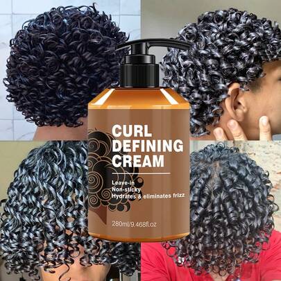 9.47盎司男士卷发定型霜 - 蕴含摩洛哥阿甘油，持久抗毛躁，弹性卷发定型，持久保湿，持久定型，适合波浪卷发和卷发