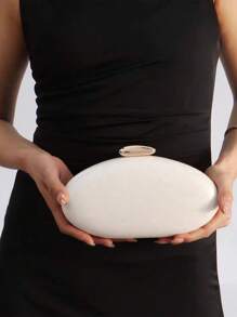 1 pièce Sac à main de soirée en forme de coquille ovale, style européen et américain, sac bandoulière mode polyvalent en acrylique haut de gamme d'une seule pièce, quincaillerie métallique chic avec fermeture magnétique, sac à main élégant et mode pour dame, convient pour les banquets, mariages, événements, défilés, cadeau pour femmes, peut également être utilisé comme sac de mariée, porte-rouge à lèvres, sac à cosmétiques, etc.