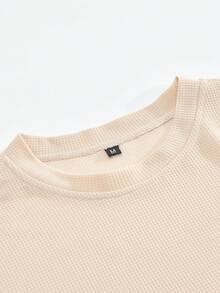 Men's Solid Color Waffle Plaid Casual Suit, Long Sleeve Crew Neck Sweatshirt And Drawstring Solid Color Pants, Distinctive And Comfortable Casual Suit Suitable For Men's Daily Casual Wear And Holiday Wear, Spring/Autumn, Cozy Outfits