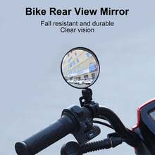 2 espejos retrovisores para bicicleta de 8 cm, ajustables, gran angular, redondos, universales para silla de ruedas y bicicleta. - Negro - Ver 3
