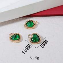 1 pieza/4 piezas/6 piezas Colgante con borde en forma de corazón y circonita, Colgante con dije colorido para pulsera DIY, collar, decoración de joyería