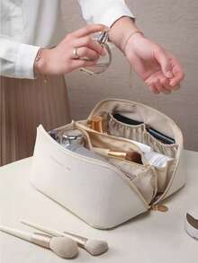 1pc Women's Fashion Large Capacity Cosmetic Bag, Portable Travel Handbag Organizer - Multicolor - View 2