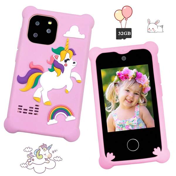 2.8 Inch Touchscreen Kids Smartphone Toy With MP3 Player, Dual Camera For Photo & Video, Educational Apps, Perfect Christmas Birthday Gift For Boys & Girls Ages 3-12 ( ﻿With A 32GB Card )