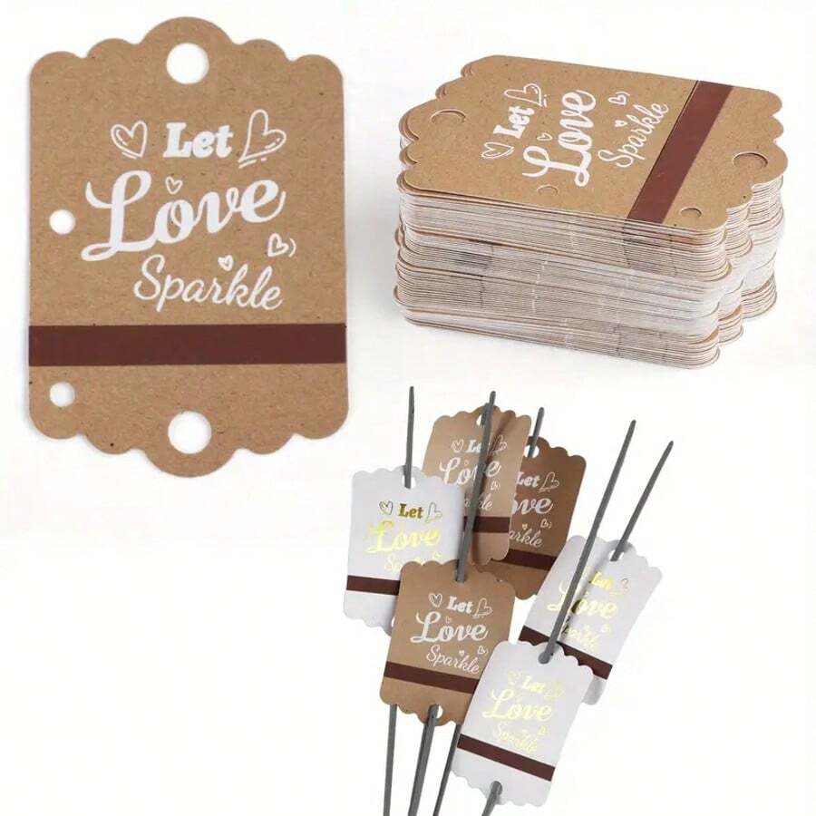 100pcs Wedding Sparkler Tags, Wedding Send-Off Tags With Built-In Match Striker, Rustic Kraft Wedding Tags Gift Tags, Craft Paper Sleeves For Ceremony Grand Exit, Anniversary, Engagement Event - C - Xem 1
