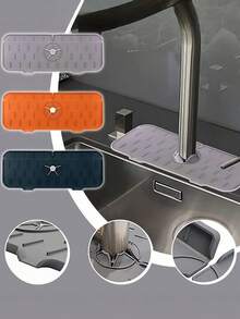 1 件装加厚硅胶水龙头防溅罩，水龙头防溅盖和吸水排水垫 - 耐用的厨房和浴室水槽配件 - 彩色 - 查看 2