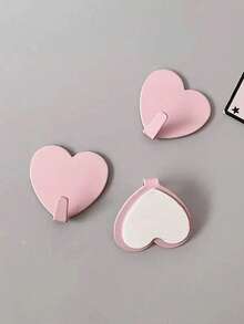 10 Piezas de Ganchos Adhesivos con Forma de Corazón, Ganchos de Pared de Plástico Resistentes y Impermeables para Toallas, Llaves, Sombreros, Decoración Rosada Adorable para el Baño, Dormitorio, Habitación de Niñas, Regalo Romántico y Decoración