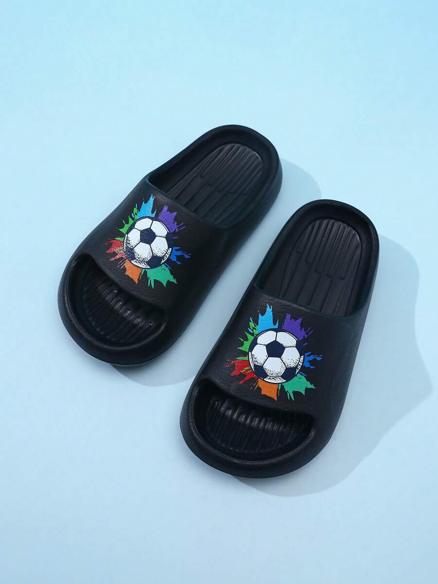 Chanclas de espuma EVA para niños, ligeras, con suela antideslizante y suave, lindas, para uso doméstico casual, de secado rápido, con diseño de fútbol y deportes, de unicolor simple, con suela gruesa, para niños y niñas, sandalias de playa