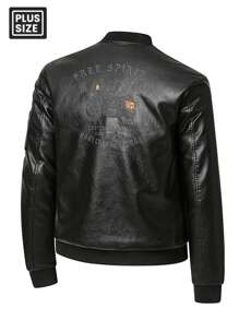 Kurtka męska ze skóry PU w dużym rozmiarze, modna, z kołnierzem bejsbolowym, z kieszeniami, w dużym rozmiarze, odpowiednia na wiosnę i jesień, idealna na co dzień