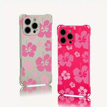 Funda para teléfono 1 pieza. El diseño de trébol rosa de cuatro hojas te permite colgar la funda del teléfono en las cuatro esquinas. Es Adecuado El TPU Impreso Suave De 14 Pro 15 16 Plus 13 12 - Colores mixtos 1 - Ver 2