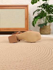 Women's Summer Sandals, Thick Heel High Heels, New Solid Color Bohemian Buckle Personalized Fairy Style Buckle Open Toe Shoes - Brown - View 6