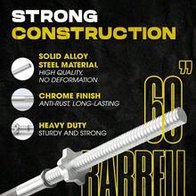 480LB Standard Straight Barbell 60 EZ Curl Bar 47 Weight Bar 1 Diameter Star Lock Collars Rubber Ring For Deadlifts Squats - A.1"StraightBarbell-Chrome - View 4