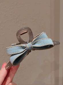 发夹 1 件装 新款灰色蝴蝶结发夹，大号发饰，适合发髻和高髻发饰 优雅爪夹，蝴蝶结配饰，学校用品，大学秋季配饰