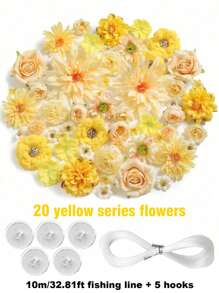 1pc Monochrome Series Floating Artificial Flowers Curtain, Creative Photography Prop, Indoor Outdoor Floral Decor, Plastic Fake Flower Petals Waterfall, Romantic Wedding Backdrop, 3-10cm Random Size, Decoration Material Pack