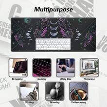 BHJLAXR Mystic Moon Phases & Floral Design Large Mouse Pad - Non-Slip, Stitched Edge Desk Mat For Gaming And Office Use, 31.4x15.7 Inches