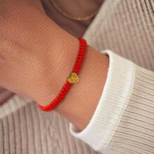 1PC/Fashion Accessories Style/Minimalist Bracelet/Black Background, White Letters, Red Dripping Heart, Black Jewelry Rope Woven Flat Knot Bracelet/Letters A-Z Double Rope, Woven Flat Knot Bracelet, Friendship Jewelry, Gender Adjustable Neutral Design, Versatile Single Item Accessory