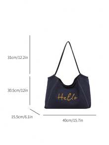 2025夏季大容量女士托特包，时尚手提包单肩包，通勤包，大学生包 - 藍色 - 查看 5