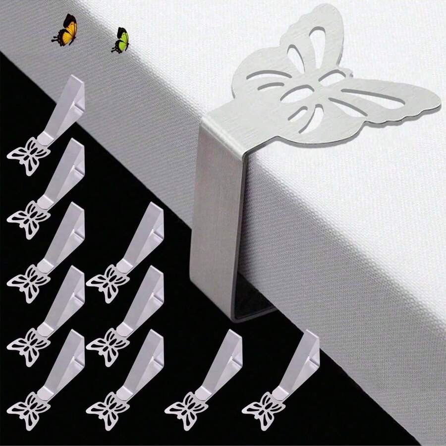 Table Cloth Clips For Outside Inside Table 8 Pcs, Butterfly Shape, Cat Paw Shape,Leaf Shape Picnic Tablecloth Holder Clip, Large Stainless Steel Decorative Cover Clamp For Heavy Duty Party Wedding Restaurant Camping Essential, Birthday, - Multicolor - View 1