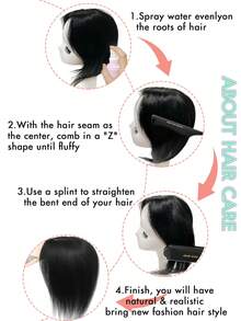 真人发夹式刘海假发，金色直发，适合头发稀疏者，男女通用，造型百变，增加发量，多功能假发，真人发 - S613 - 查看 10