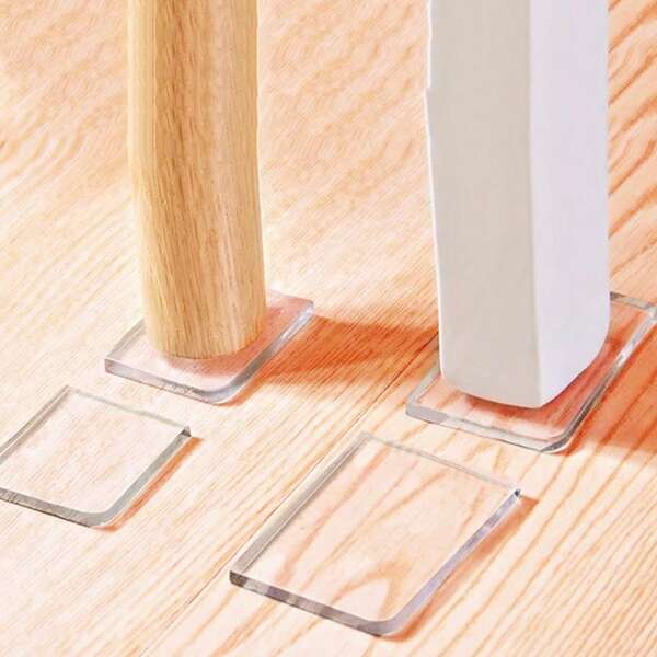 4 pièces de tampons carrés transparents en gel doux, antidérapants, autoadhésifs, tampons de coussin pour meubles, butoir de porte et usage polyvalent