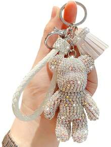 Creative Cool Diamond Bear Design Pendant Keychain Key-Chains Keyrings - 白色 - 查看 9