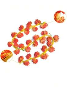 12pcs Bright Autumn Maple Leaf Wreath Vines, Very Suitable For Harvest Season Thanksgiving And Halloween Decorations, Multi-Functional Indoor And Outdoor Decorative Wreaths Simulated Maple Leaf Vines, Wedding Photo Scene Props, Birthday Party Holiday Decorations, Family Autumn Decoration, Room Decor, Home Decor