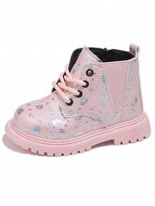 1 Pair Children's New Fashion Boots, Warm Anti-Slip Breathable Short Boots, Soft Heart-Shaped Cute Princess Boots - Pink - View 7