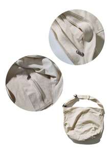 Original Minimalist Japanese Style Men's Shoulder Bag, Solid Color Large Capacity Messenger Bag, Classic Student Schoolbag Canvas Backpack