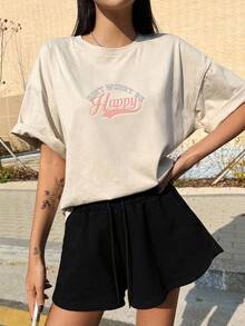 200g Pure Cotton T-Shirt 2025 Summer Ladies New Short Sleeve Pure Cotton Holiday Pattern Short Sleeve Round Neck Couple Wear Small Shirt Tops - 白色 - 查看 1