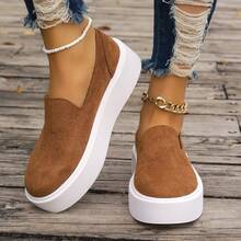 Giày lười đế tròn đế dày thời trang giản dị mới 2024 dành cho nữ, giày bệt đế mềm thời trang - màu nâu - Xem 5