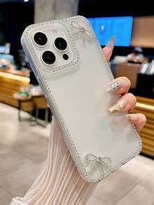 Transparent Luxury Diamond Crystal Flower & Star Dual Flower Rhinestone Soft Phone Case Compatible With IPhone X/XS/XR/11/11 Pro/11 Pro Max/12/12 Pro/12 Pro Max/13/14/13 Pro/13 Pro Max/14 Plus/14 Pro/14 Pro Max/15/15 Plus/15 Pro/15 Pro Max/16/16 Pro/16 Pro Max - Clear - View 2