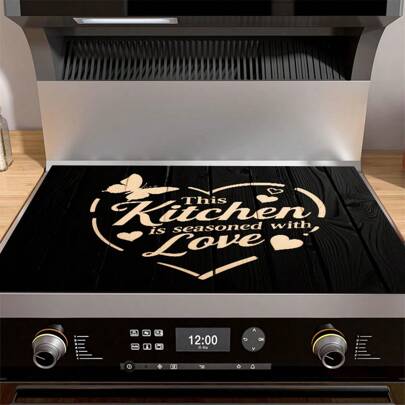 Tappetino protettivo per fornello, tappetino di scolo per utensili, resistente al calore, antiscivolo, resistente ai graffi, materiale facile da pulire, adatto per fornelli a gas, piani cottura a induzione, lavatrice, asciugatrice, piano in vetro - durevole copertura per elettrodomestici da cucina, accessorio artistico per stoviglie, protezione laterale per fornelli