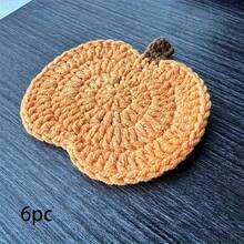 3/6pcs Crochet Pumpkin Coasters Set - Handcrafted, Perfect For Halloween & Autumn Home Decor, Versatile Table Accessories & Gifts Halloween Table Decor - Multicolor - View 9