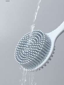 硅胶长柄背刷，用于沐浴和按摩，蓝色/灰色/粉色身体磨砂膏，非常适合淋浴和返校，是去角质和放松的理想选择