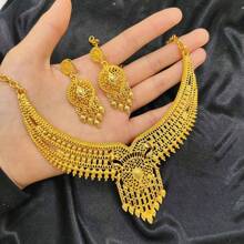 3pcs Bridal Jewelry Set: Necklace & Earrings, Middle Eastern Style Jewelry Set For Women