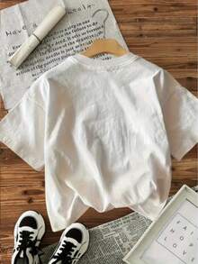 Women's Casual Pattern Short Sleeve T-Shirt - Round Neck Spring Summer Autumn Top, Slightly Stretchy Machine Wash Regular Fit, Non-See-Through Fabric Fashionable Versatile, Fun Design, Soft Fabric