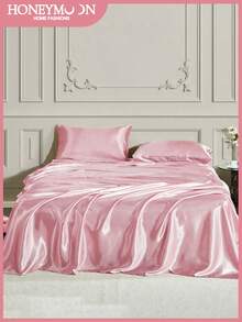 Bộ chăn ga gối 3/4 món: 1 ga trải giường satin có chun + 1 ga phủ satin + 1/2 vỏ gối satin, mềm mại và thoáng khí, chống nhăn, cải thiện chất lượng giấc ngủ, phong cách khách sạn sang trọng, món quà lý tưởng cho bố mẹ và bạn bè, độ sâu túi 35cm, có thể giặt máy, phù hợp với mọi kích cỡ giường - đơn, đôi, cỡ queen, cỡ king. - Hồng - Xem 2