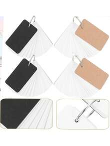 100 piezas de tarjetas de notas de cartulina blanca con anillos, tarjetas de índice en blanco para notas, aprendizaje, uso de oficina, colores surtidos, útiles escolares - Multicolor - Ver 9