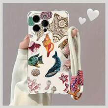 Funda para teléfono 1 pieza Una elegante correa para el hombro tipo bandolera, patrón Correa para el hombro tipo bandolera Correa de mano anticaída de cuatro esquinas Funda protectora para teléfono móvil Puede colgarse hacia atrás Funda para teléfono móvil suave adecuada para la serie 12 13 14 15 16 Pro Pro Plus - - Colores mixtos 1 - Ver 3
