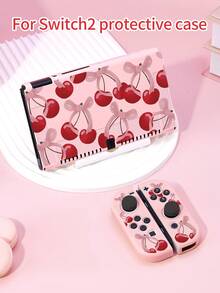 1 Pc Cherry, Pink Bow Pattern Protective Case/Game Card Box/Card Slot Base/Dust Cover Compatible With Switch2(2025)/Switch OLED/NS/Lite Console, Compatible With Detachable Left And Right Joycon Grip, Compatible With Switch Player As Best Gift - Multicolor - View 1