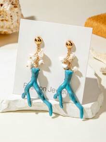 imoli 1 对海滩度假波西米亚风格吊坠亚克力珊瑚耳环，适合女士佩戴，独特设计适合日常、海滩旅行、旅行（不同片数和尺寸的亚克力碎片）