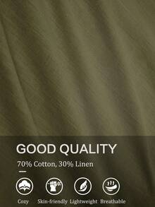 Runcati Mens Guayabera Linen Shirts Long Sleeve Button Down Casual Summer Beach Shirt Tops - 軍綠色 - 查看 6