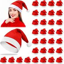 Set de 10 gorros de Papá Noel rojos, adecuados para hombres, mujeres y niños, como favor de fiesta de Navidad, decoración navideña y regalo de Navidad