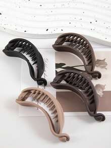 1/4pcs Matte Minimalist Banana Shaped Hair Clips, Versatile Elegant Plastic Claw Clips For Daily, Casual, Party, Commute, Vacation, Ponytail, Bun, Washing Hair, Makeup, Hairstyling - Multicolor - View 9