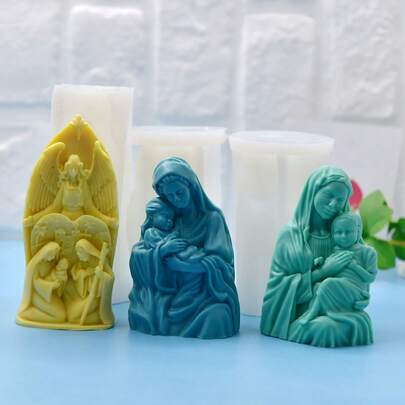 1pc Virgin Mary Statue Candle Silicone Mold