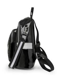 1 Peça Mochila grande de alta capacidade com alça de ombro ajustável. Bolsa transversal personalizada com design de estampa de olho. Apresenta uma alça superior. Mochila de estilo universitário, mochila casual de cor sólida, adequada para estudantes universitários, estudantes, adolescentes, mulheres. Essencial de volta às aulas, material escolar, ótimo presente para mulheres, adequado para uso diário, viagens, férias. Necessidade essencial de volta às aulas.