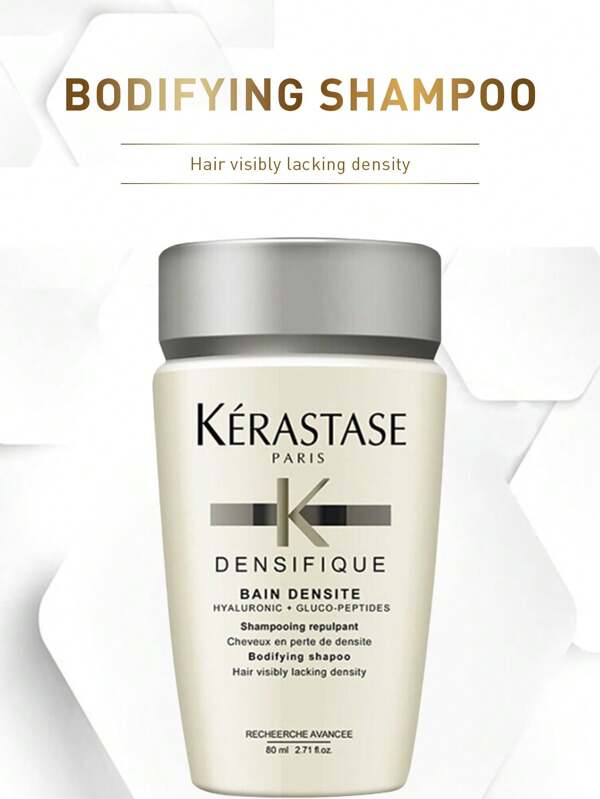 Kérastase 80ml DENSIFIQUE Bodifying Shampoo For Volume & Thickness, Bain Densite Repulpant Formula For Damaged Hair, Hyaluronic Acid & Gluco-Peptides For Smooth Shiny Hair, Anti-Dandruff & -Free, Floral-Fruit Scent, Suitable For All Hair Types, Perfect For Daily Use To Restore Hair Density And Health