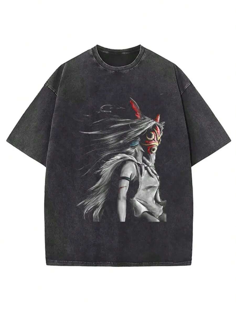 Animation Themed Graphic Print T-Shirt For Men. Short Sleeve Baggy Top With Basketball And Football Theme. Vintage Classic Design With Hip Hop Feel. Loose Fit And Comfortable For Everyday Wear